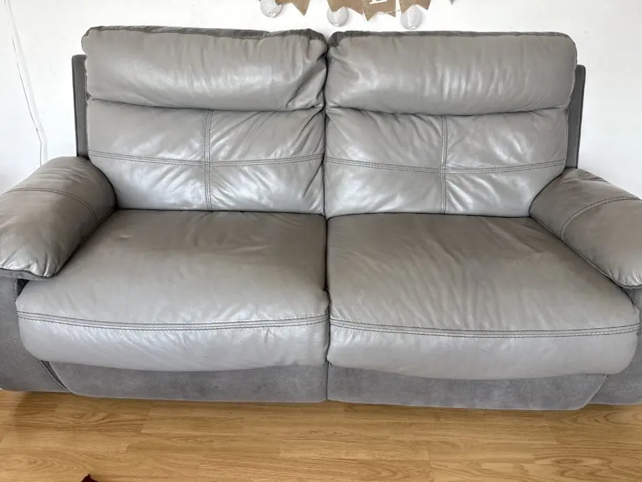 Argos Home Charles Leather Mix 3 Seater Recliner Sofa - Grey873/1429