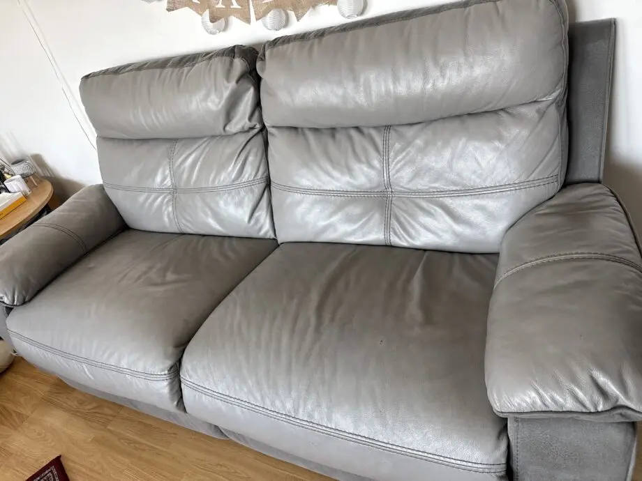 Argos Home Charles Leather Mix 3 Seater Recliner Sofa - Grey873/1429