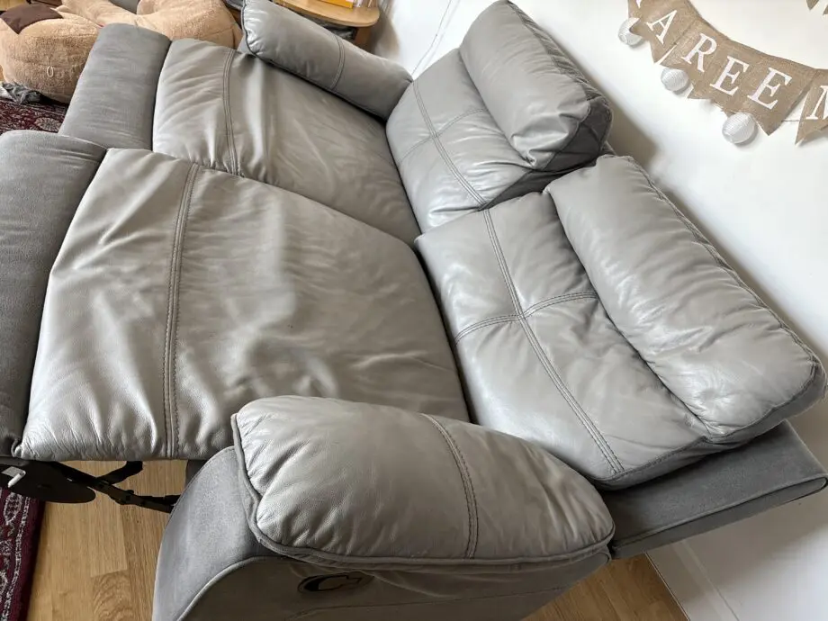 Argos Home Charles Leather Mix 3 Seater Recliner Sofa - Grey873/1429