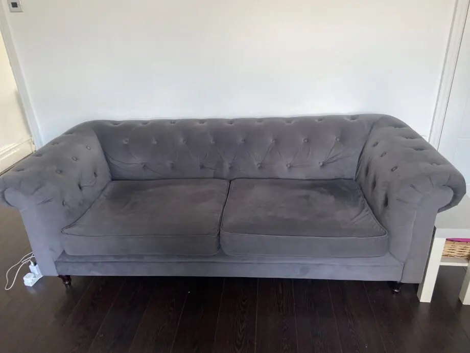 DFS Grey chesterfield sofas