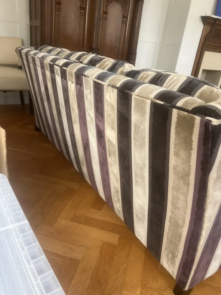 Large 2 seater stripy velvet sofa