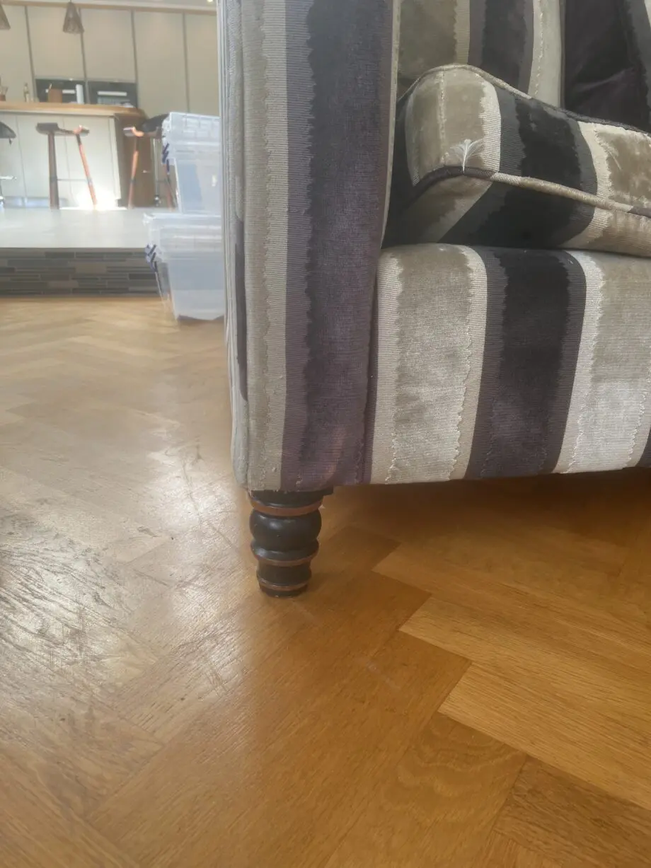 Large 2 seater stripy velvet sofa