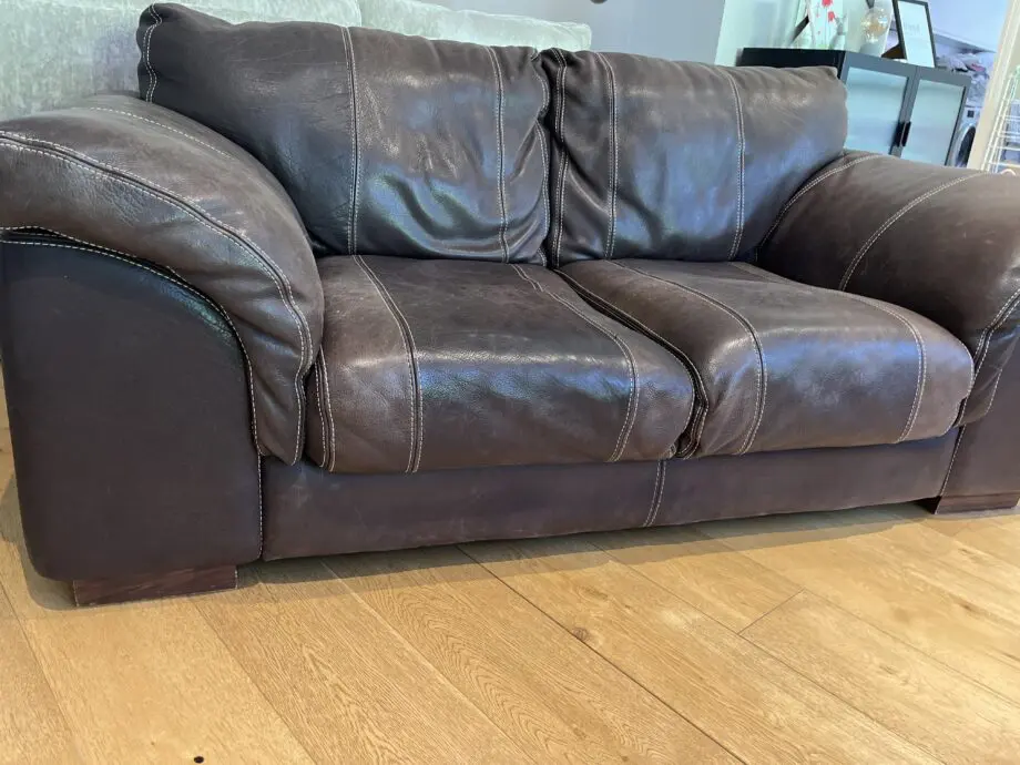 DFS Dark brown leather sofa set - 4 seater and 3 seater