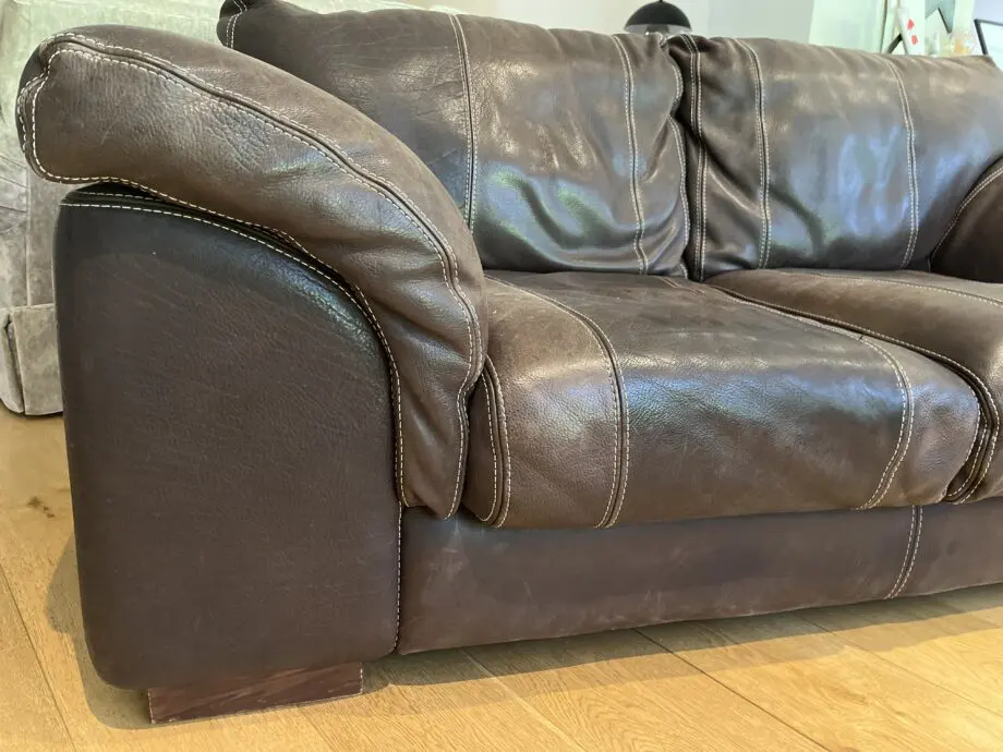 DFS Dark brown leather sofa set - 4 seater and 3 seater