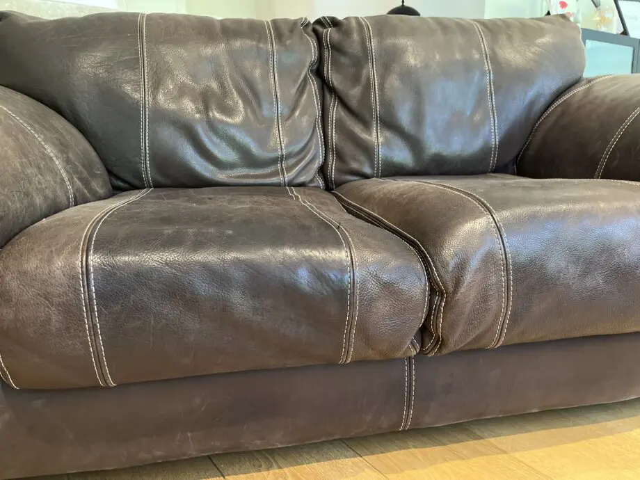 DFS Dark brown leather sofa set - 4 seater and 3 seater