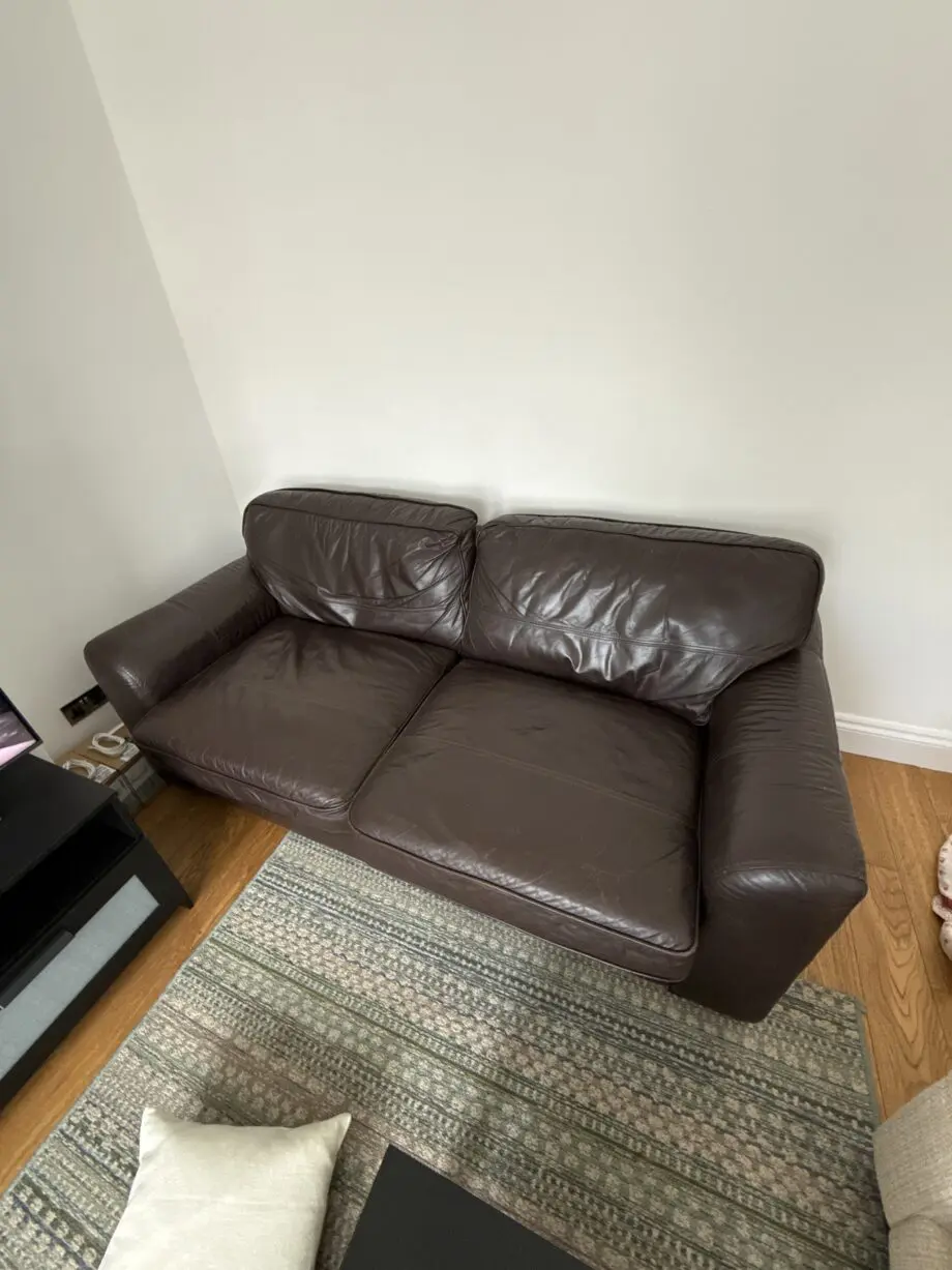 Brown leather sofa bed