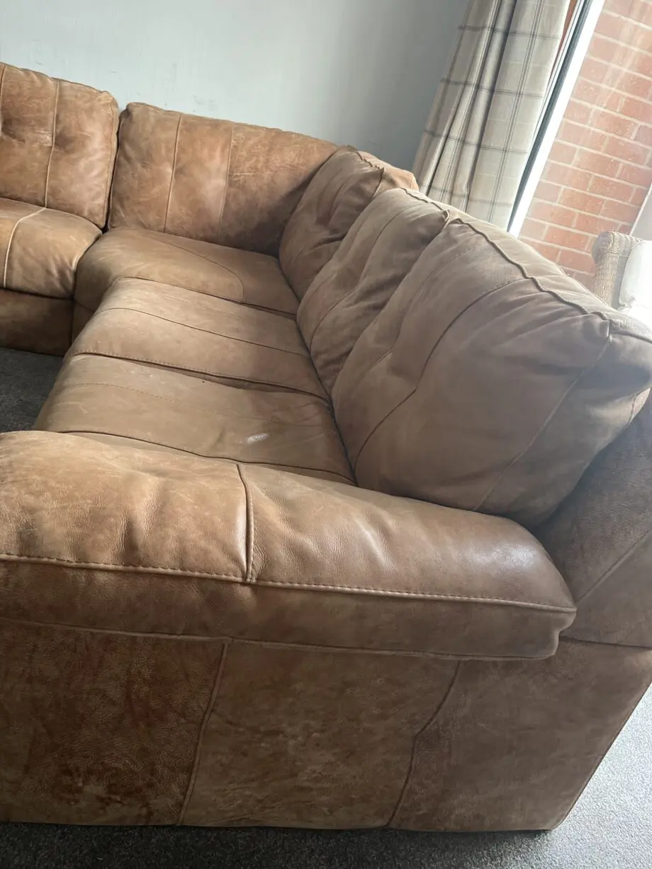 Leather Distressed tan / Caramel brown sofa