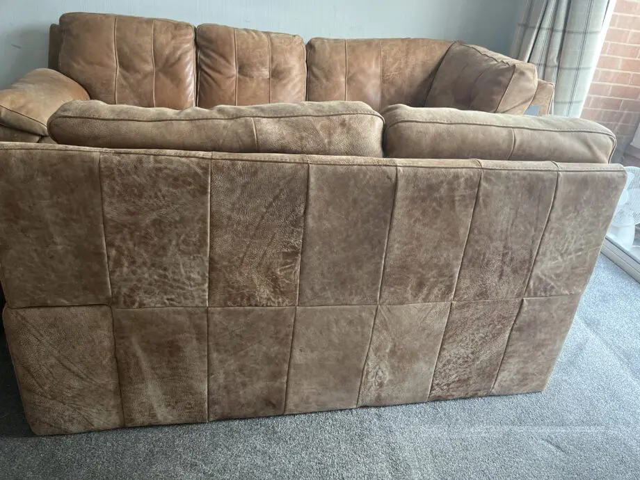 Leather Distressed tan / Caramel brown sofa