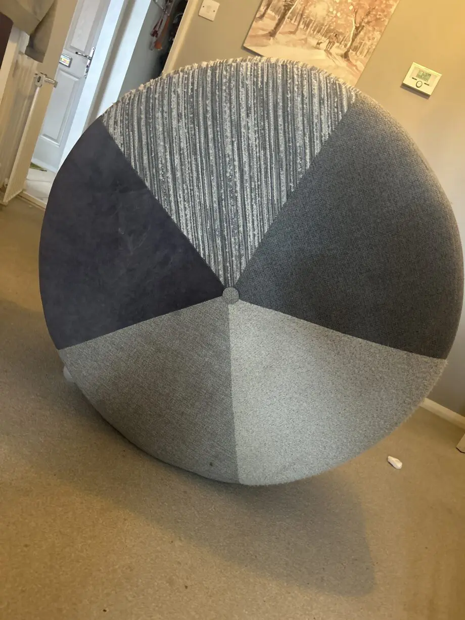 Dfs grey corner sofa, footstall and spinny chair