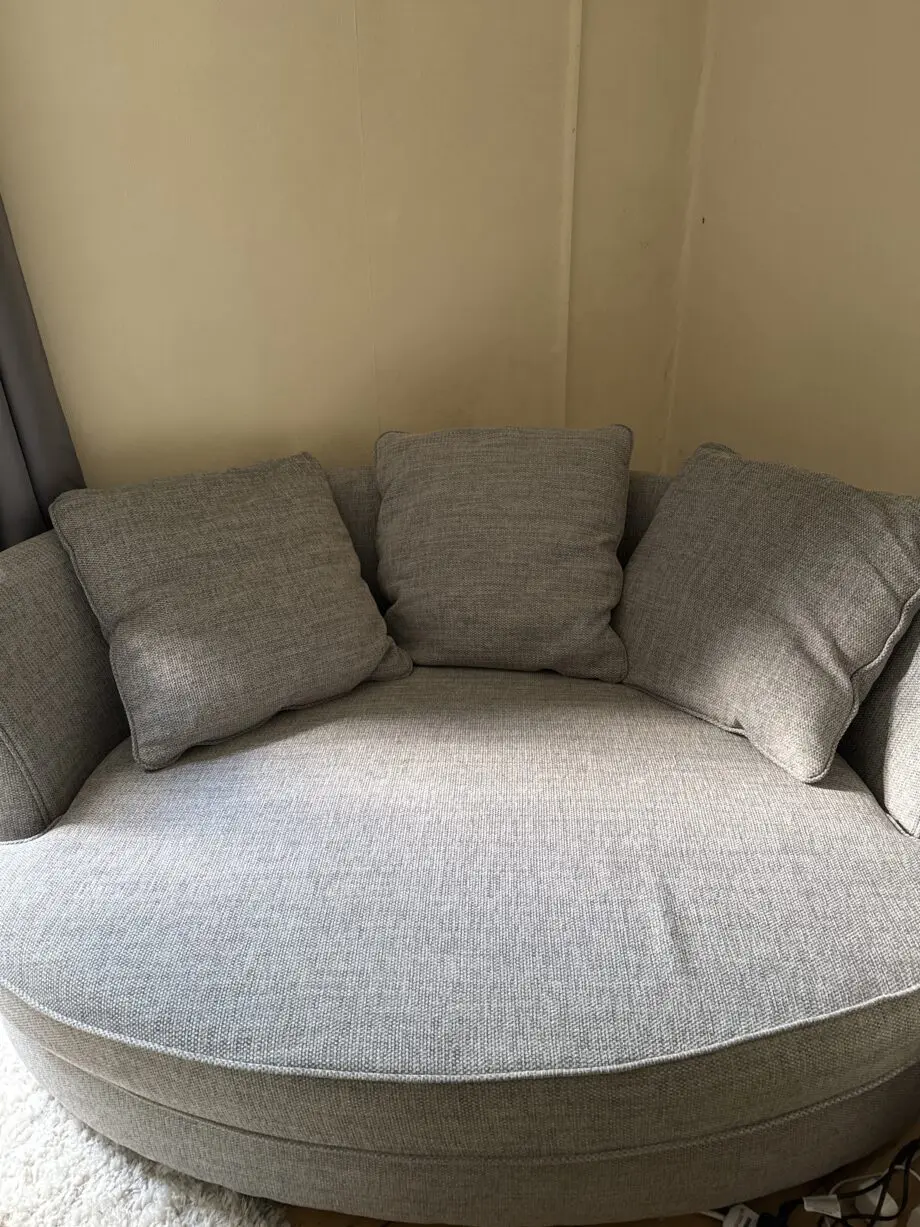 Hornby Pillow Back Oval Cuddler Sofa Silver