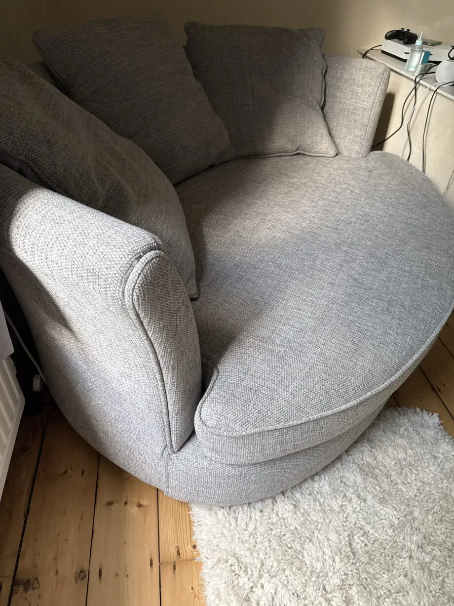 Hornby Pillow Back Oval Cuddler Sofa Silver