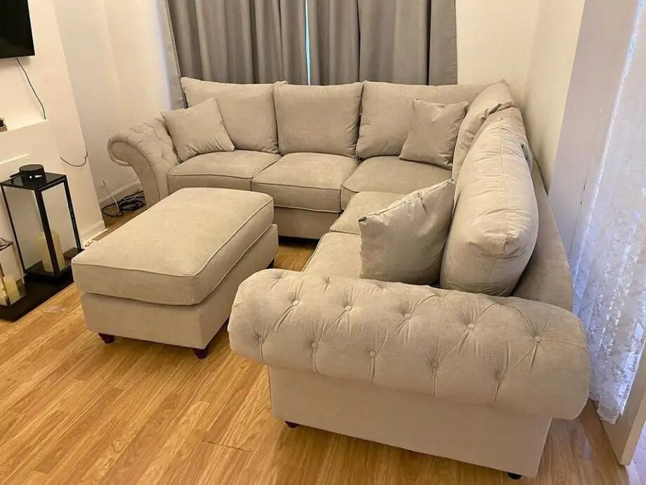 Windsor Corner Sofa + Matching Pouffe For SALE