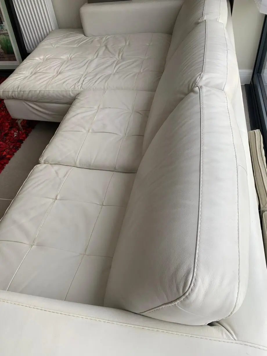 Natuzzi Off White Leather Corner Sofa, 5-6 Seater