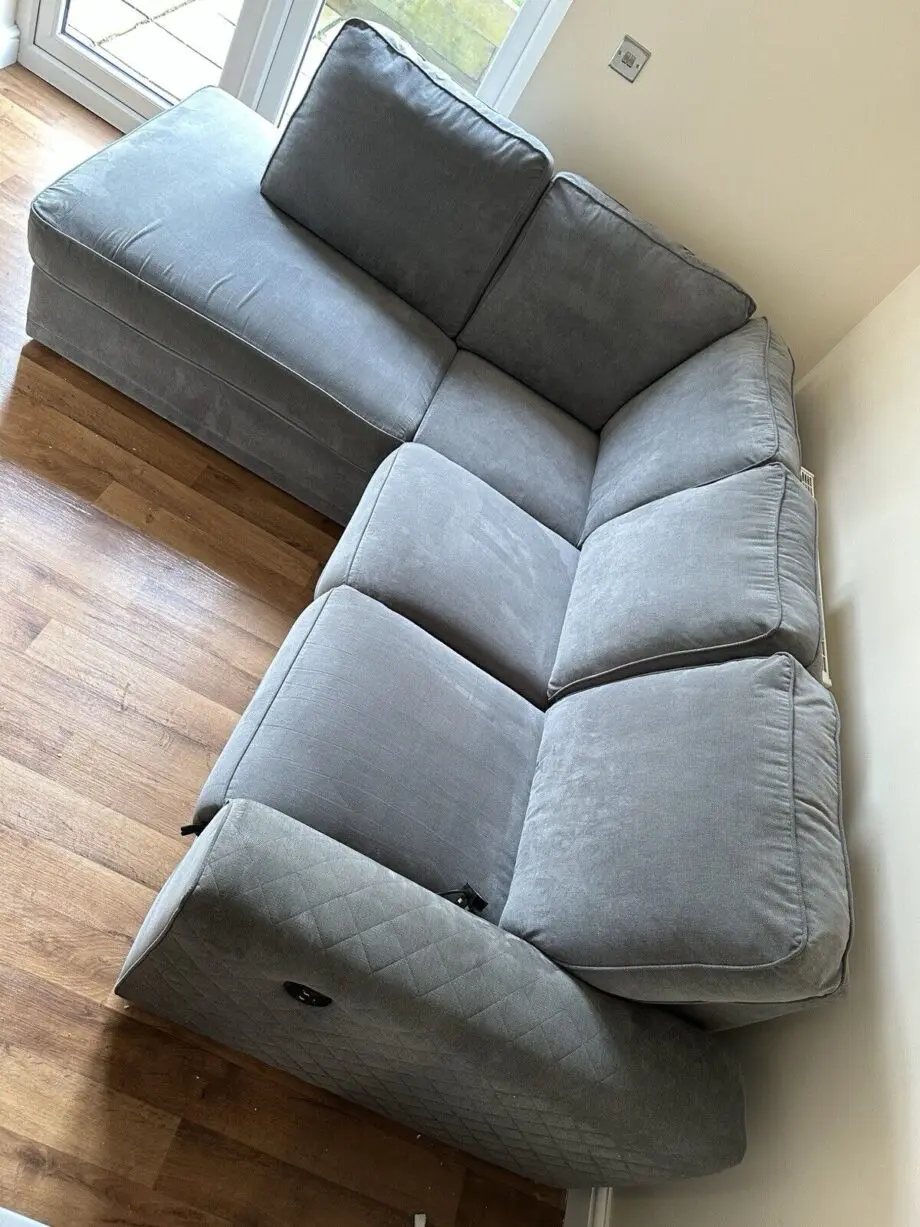 Grey & Cream Colour L Shaped Corner Sofa For Sale