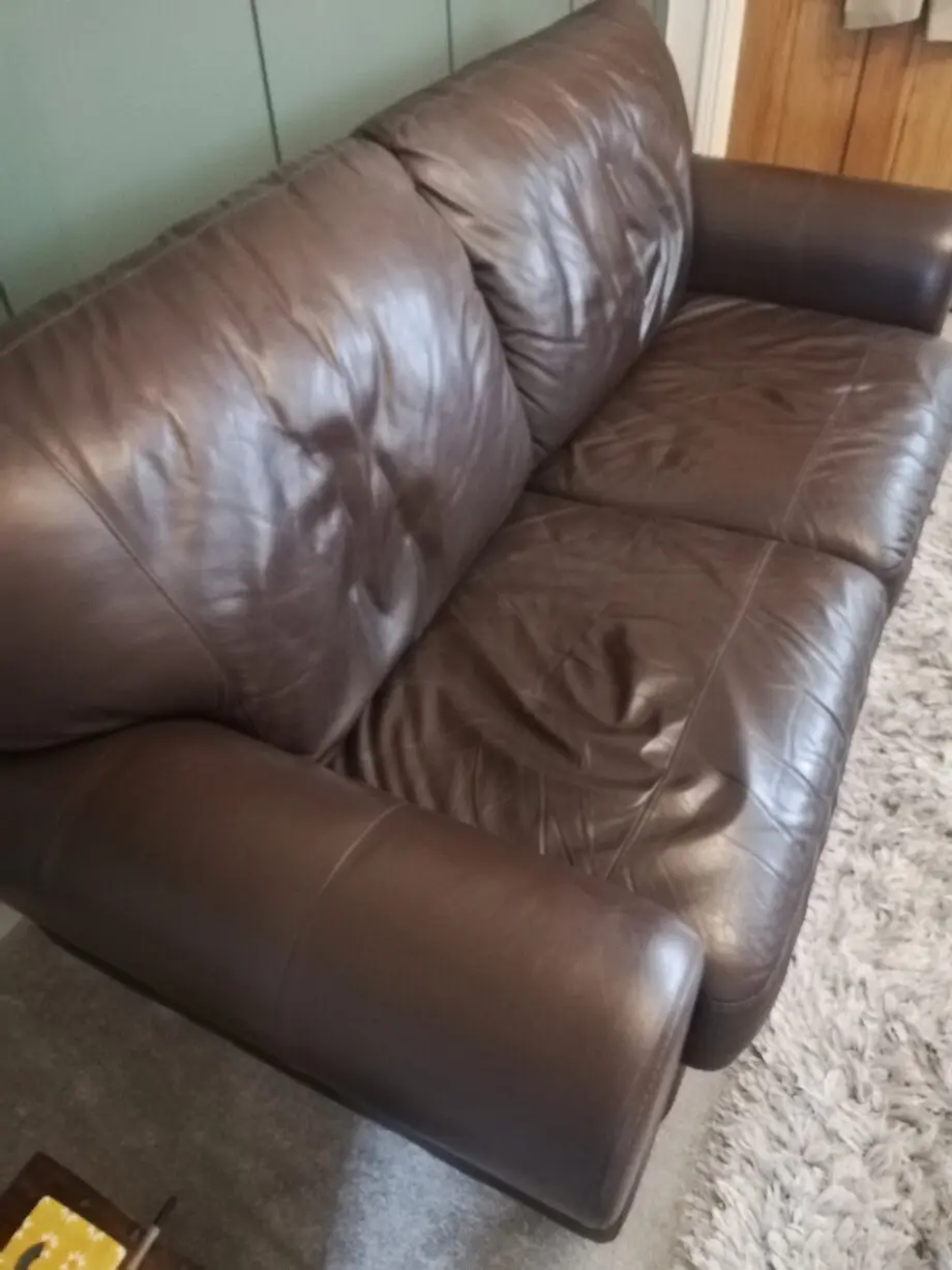 M&S Dark Brown leather 3 seater sofa