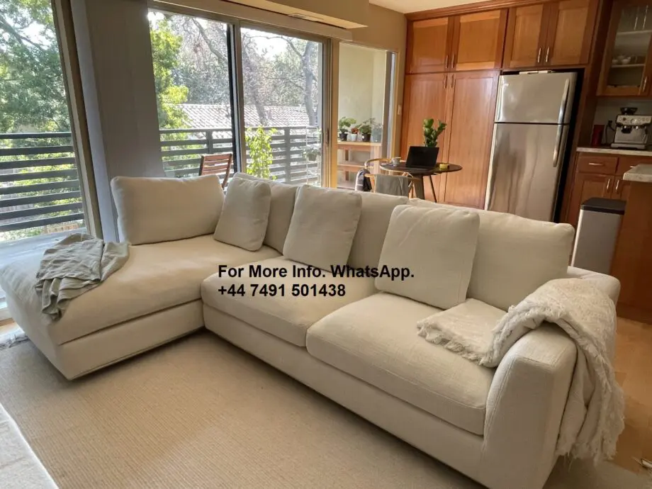 Sectional Comfort Sofa || Beige Colour + Full Back Cushion