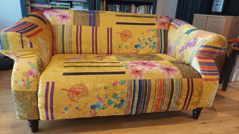 Two seater yellow patchwork