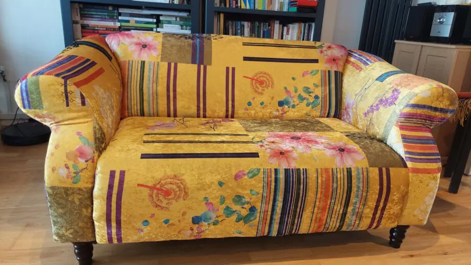 Two seater yellow patchwork