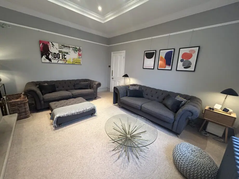 NEXT GOSFORD 3 seater sofas and footstool in excellent condition with extra cushions and covers!