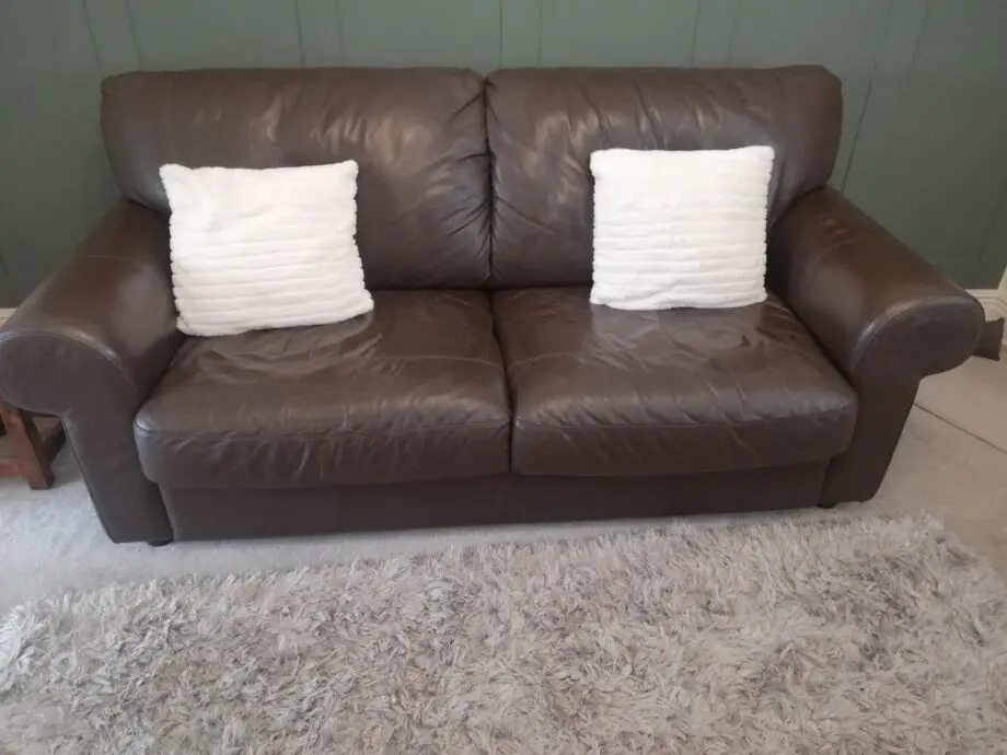 M&S Dark Brown leather 3 seater sofa