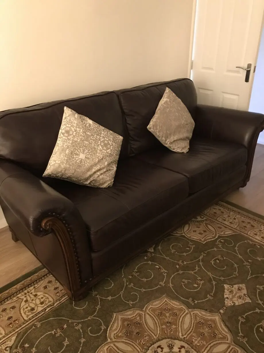 Brown Leather Wade Additions Three Piece Suite