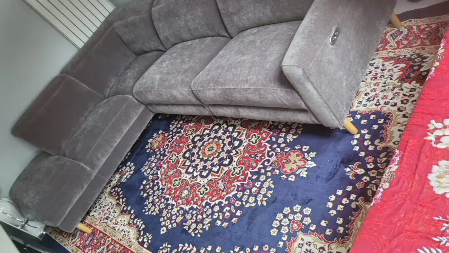 Fabb furniture brand new sofa barbuda grey colour corner sofa L shape and two seats recliner + headrest also electric