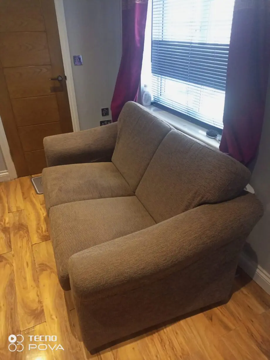 Modern Two-Seater Fabric Sofa in Earth-Tone Brown
