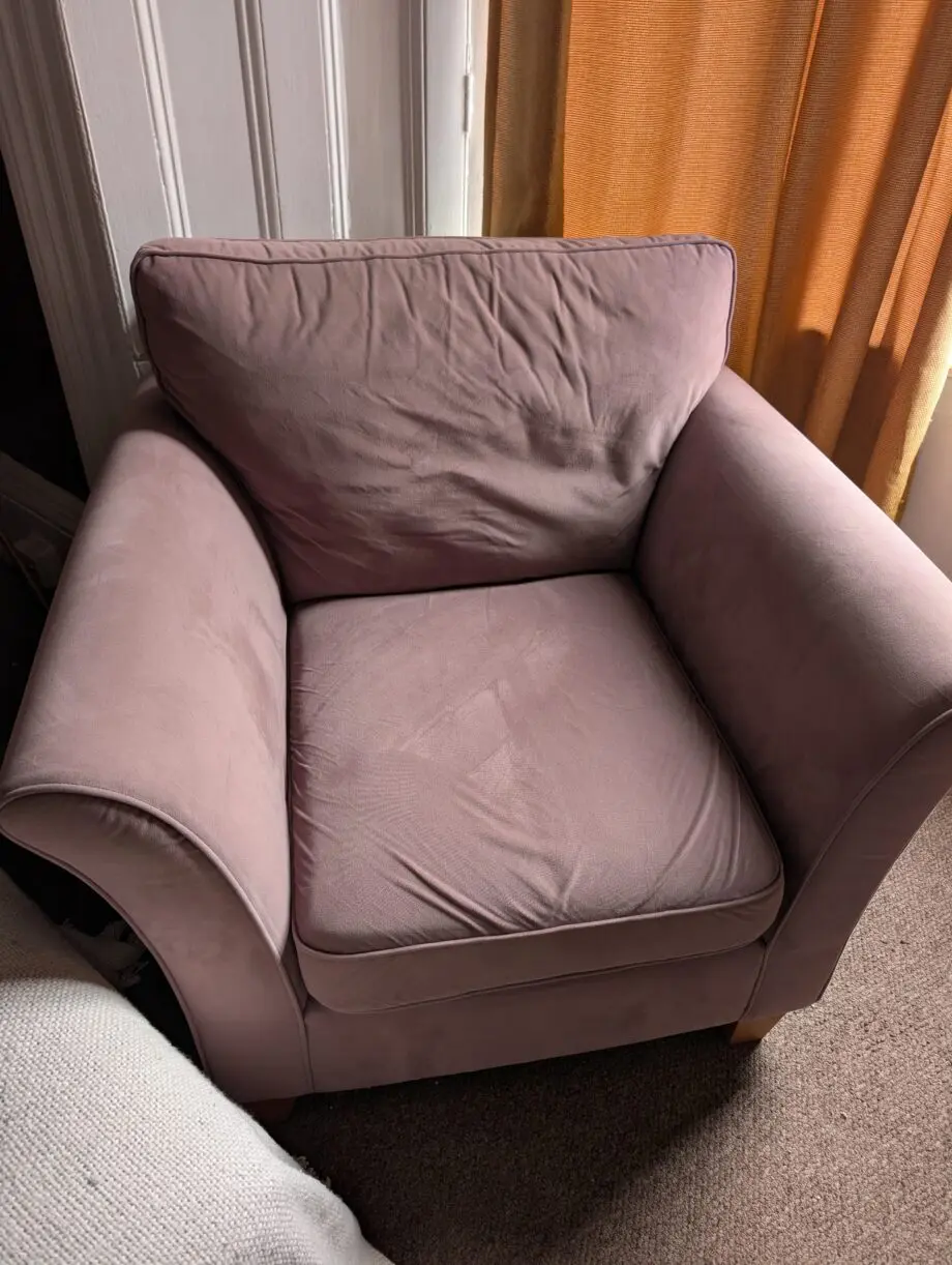 Dusty Pink Loveseat, Armchair and Pouffe from Next