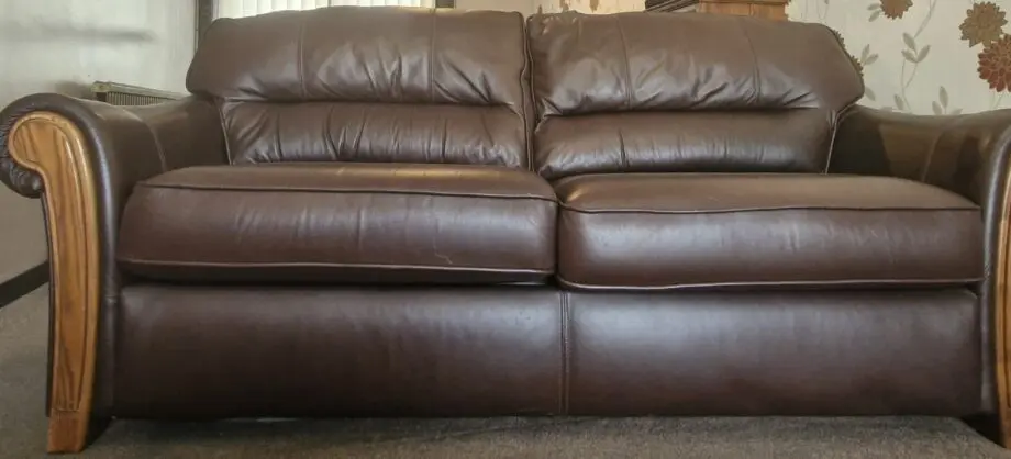 DFS Brown Leather Sofa Bed