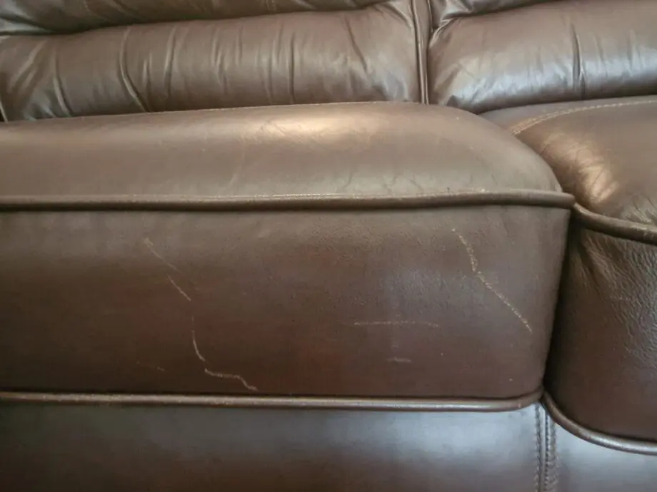 DFS Brown Leather Sofa Bed