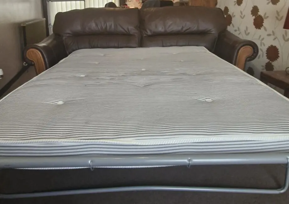 DFS Brown Leather Sofa Bed