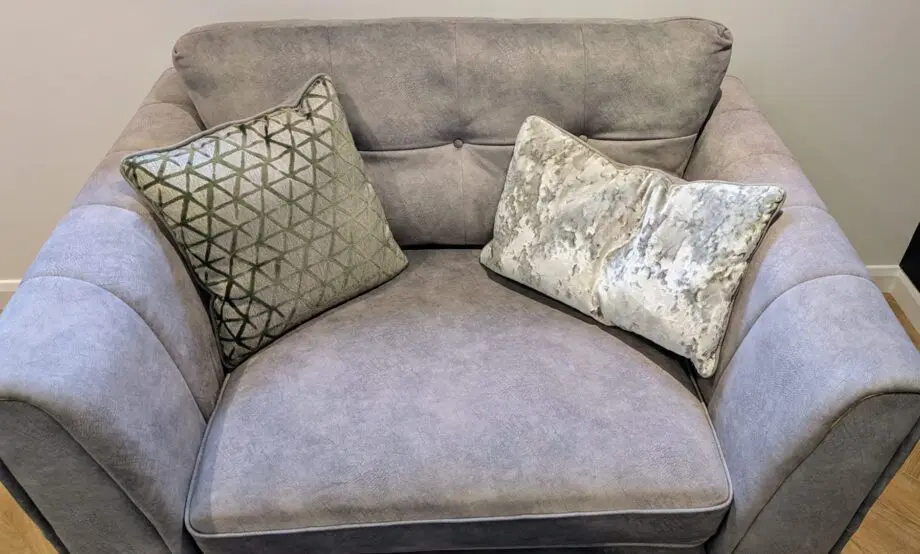 Furniture Village Silver sofa set with footstall