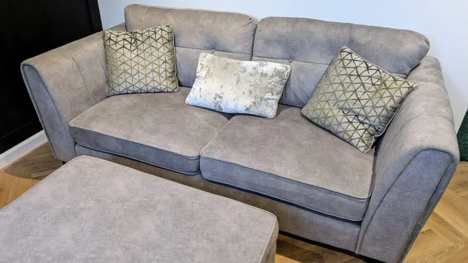 Furniture Village Silver sofa set with footstall