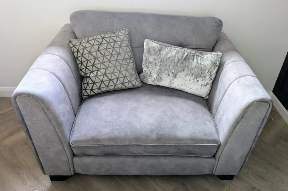 Furniture Village Silver sofa set with footstall