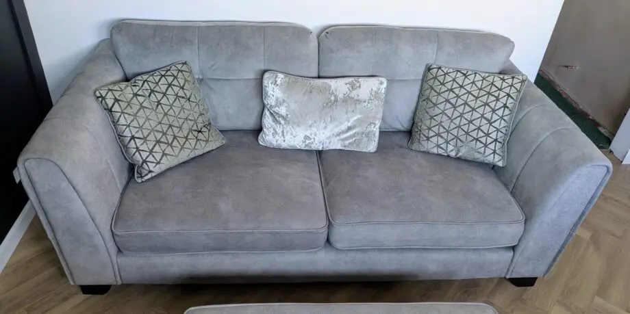 Furniture Village Silver sofa set with footstall