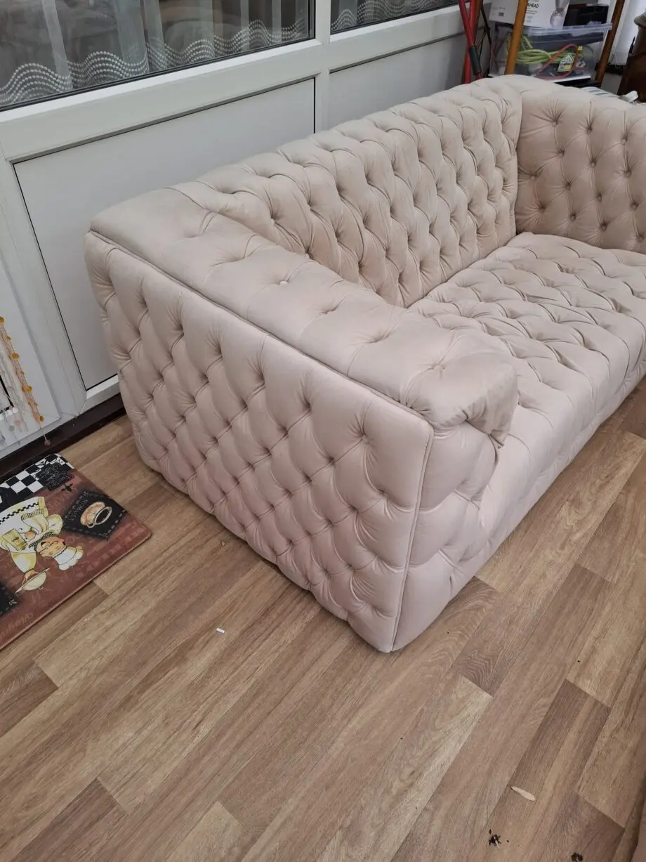 Fishpools cream velvet Chesterfield 2 seater sofa