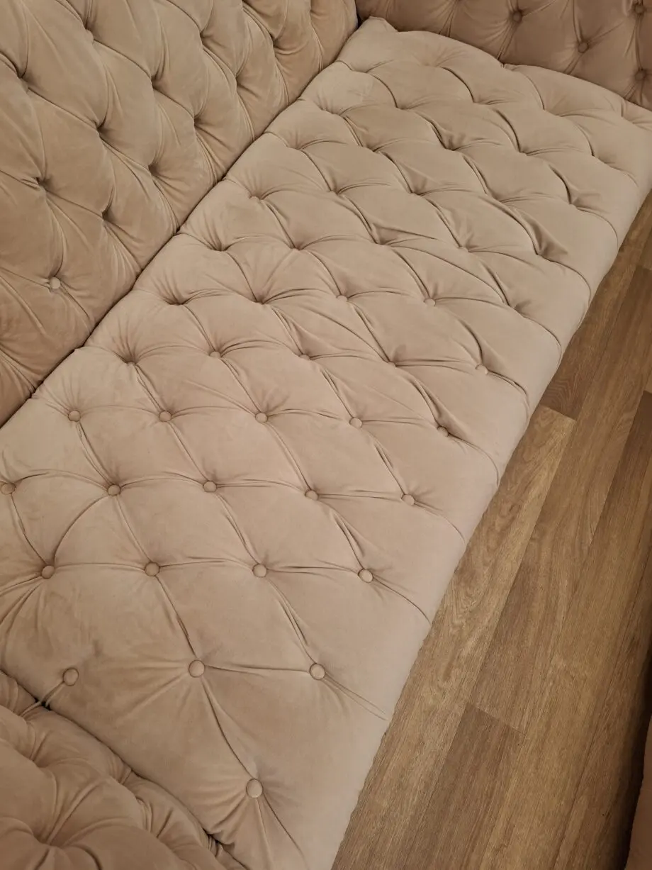 Fishpools cream velvet Chesterfield 2 seater sofa