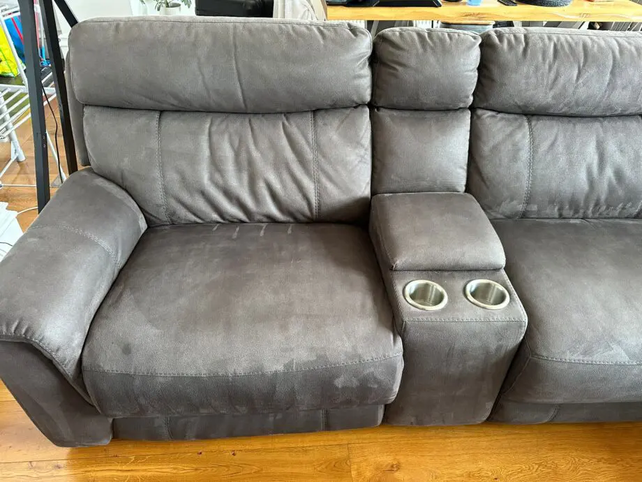 DFS Corner Sofa Ronan with End Electrical Recliners - Natural Leather - Storage