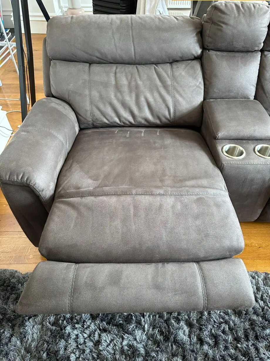 DFS Corner Sofa Ronan with End Electrical Recliners - Natural Leather - Storage