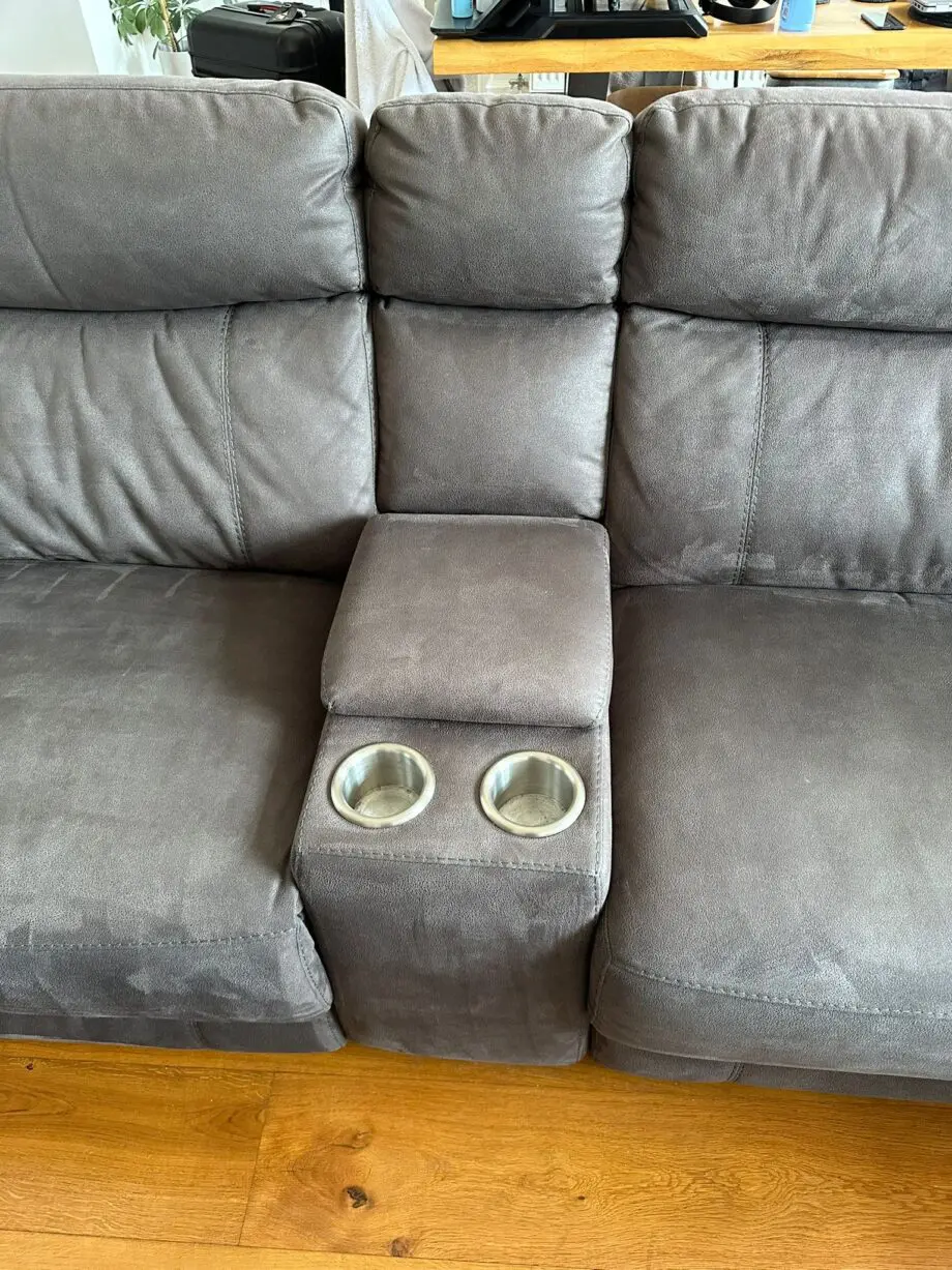 DFS Corner Sofa Ronan with End Electrical Recliners - Natural Leather - Storage