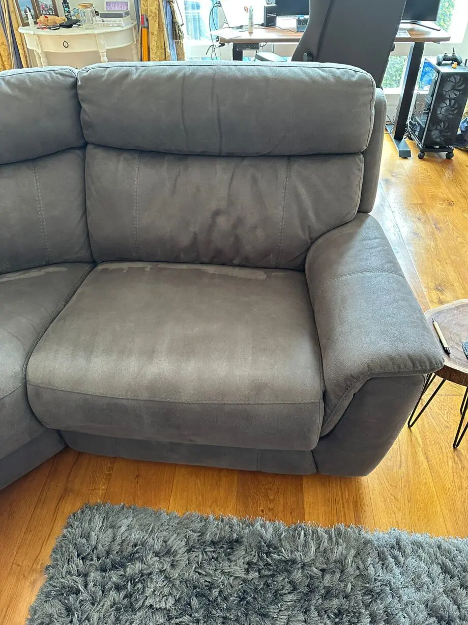 DFS Corner Sofa Ronan with End Electrical Recliners - Natural Leather - Storage