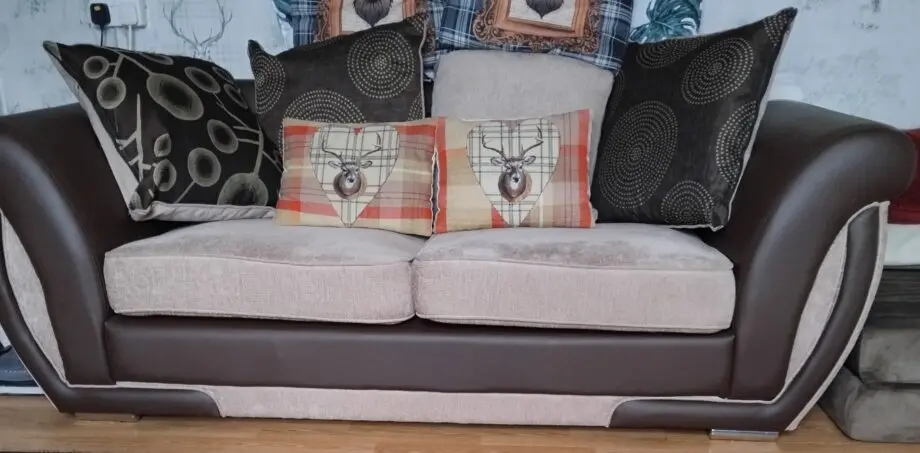 Brown/Beige Small 3 seater