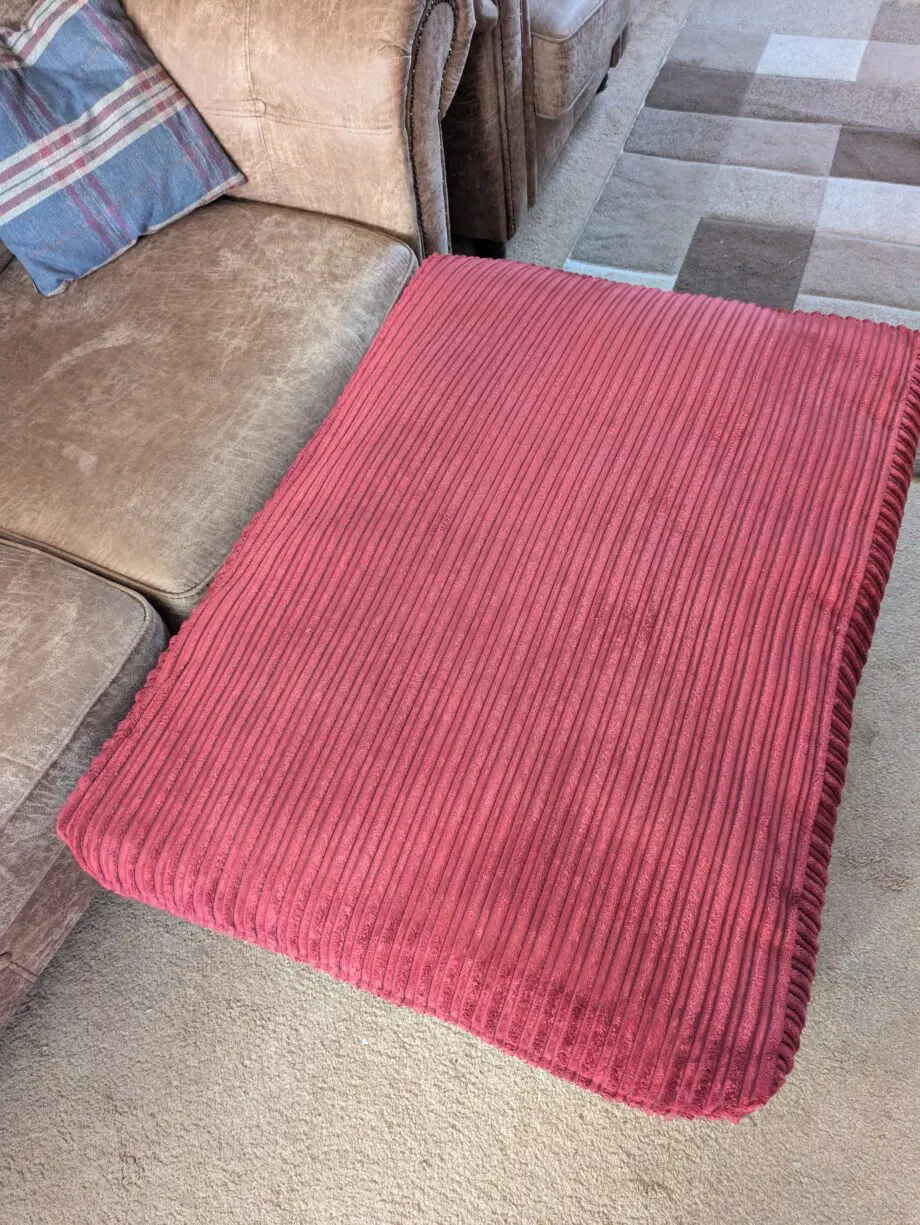 Faux leather sofa, armchair and pouffe