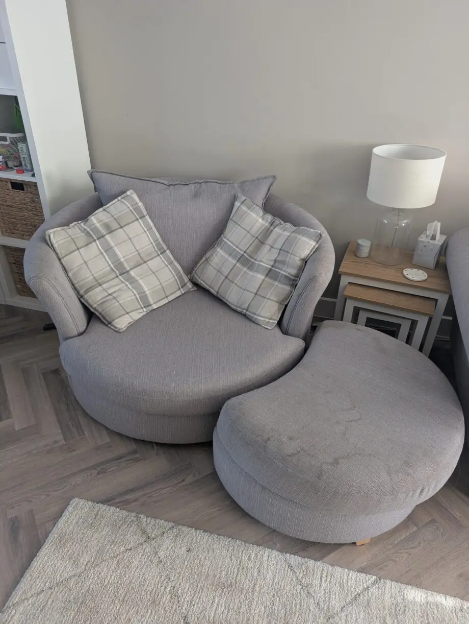 DFS Grey Corner Sofa with Circle Seat