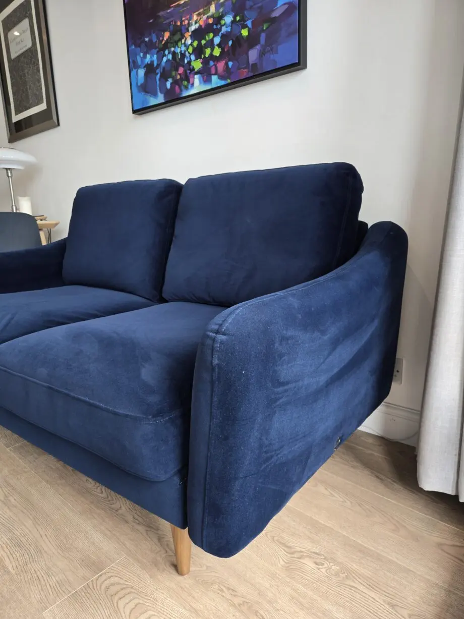 Snug Rebel 2 Seater Sofa Set Deep Blue Velvet. 2x Sofas With 1x Ottoman.