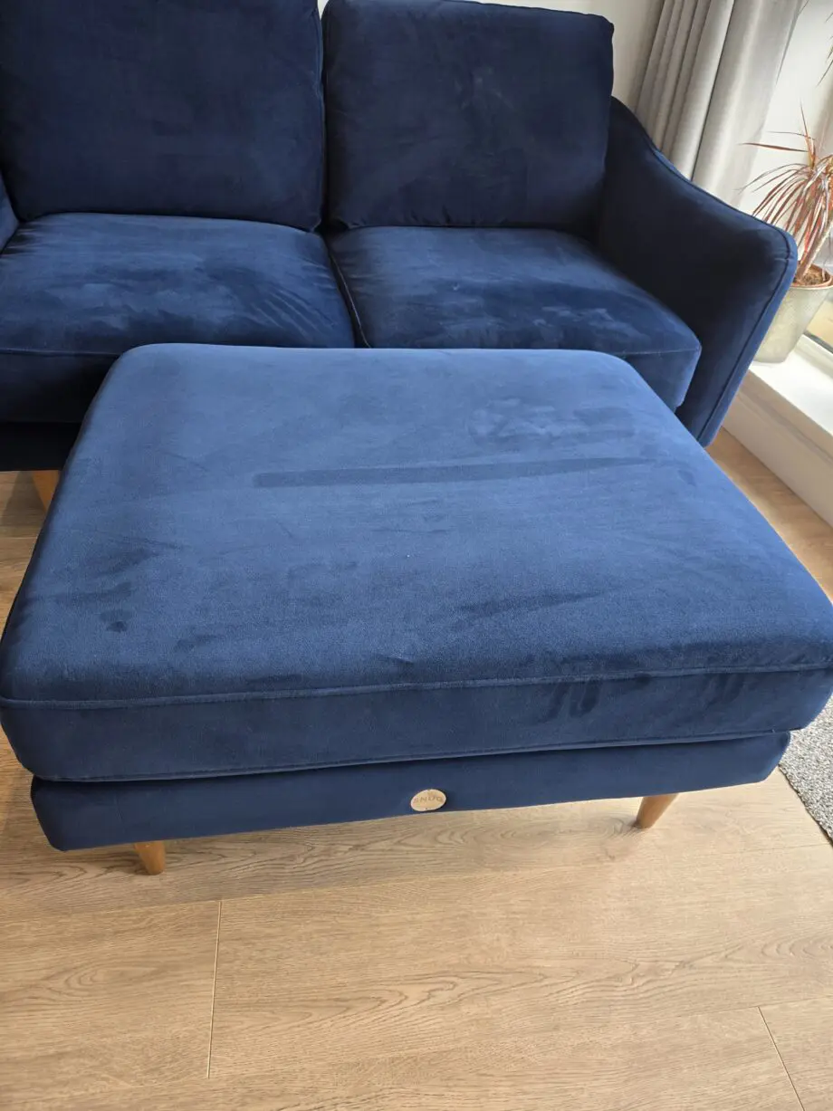 Snug Rebel 2 Seater Sofa Set Deep Blue Velvet. 2x Sofas With 1x Ottoman.