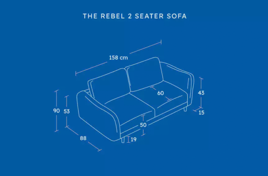 Snug Rebel 2 Seater Sofa Set Deep Blue Velvet. 2x Sofas With 1x Ottoman.