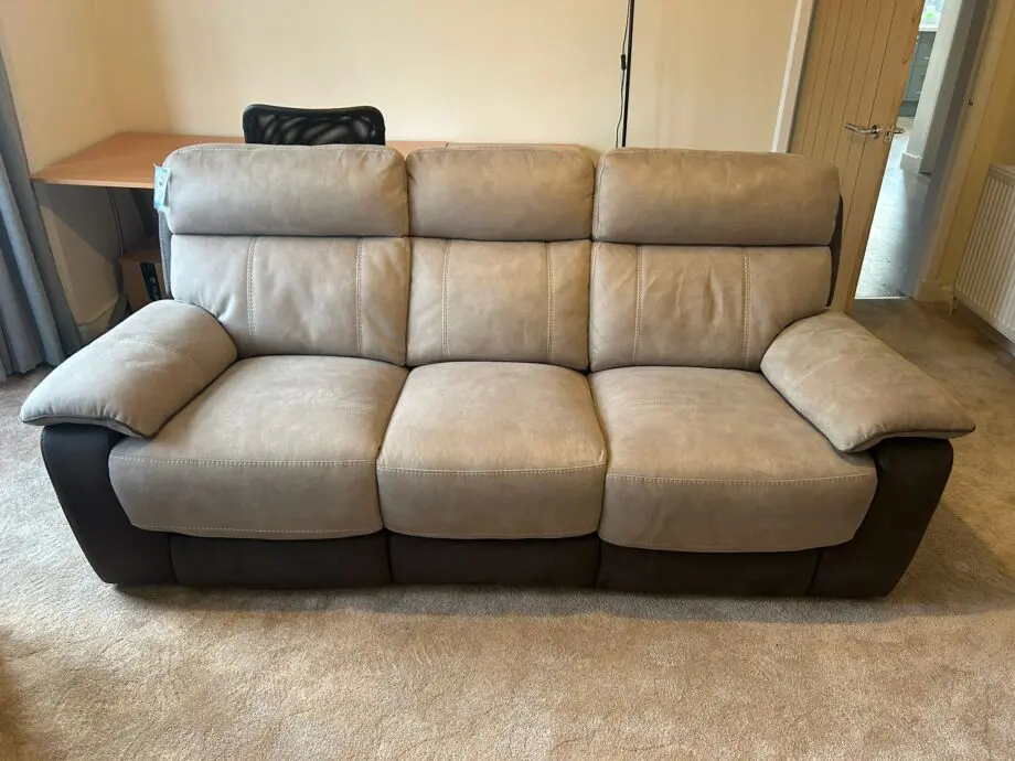 DFS Ryder 3 seater recliner & two recliner chairs, with battery packs- Arizona fabric - Stone pepper colour