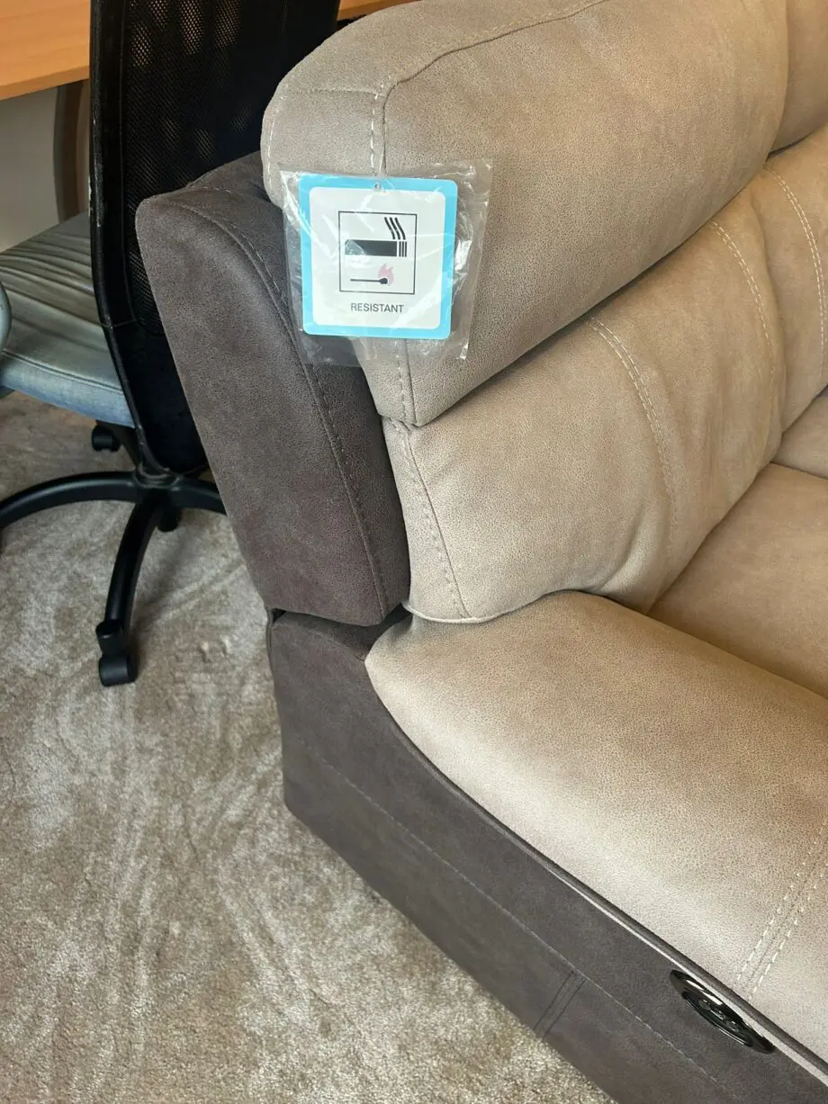 DFS Ryder 3 seater recliner & two recliner chairs, with battery packs- Arizona fabric - Stone pepper colour