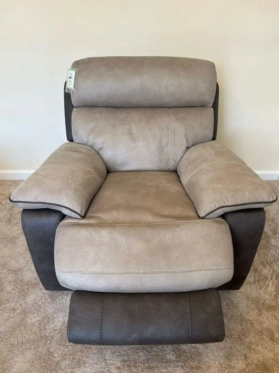 DFS Ryder 3 seater recliner & two recliner chairs, with battery packs- Arizona fabric - Stone pepper colour